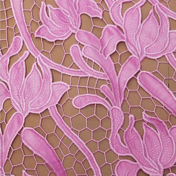 NWT SELF PORTRAIT PINK LACE MIDI DRESS SIZE 8 - Picture 7 of 11